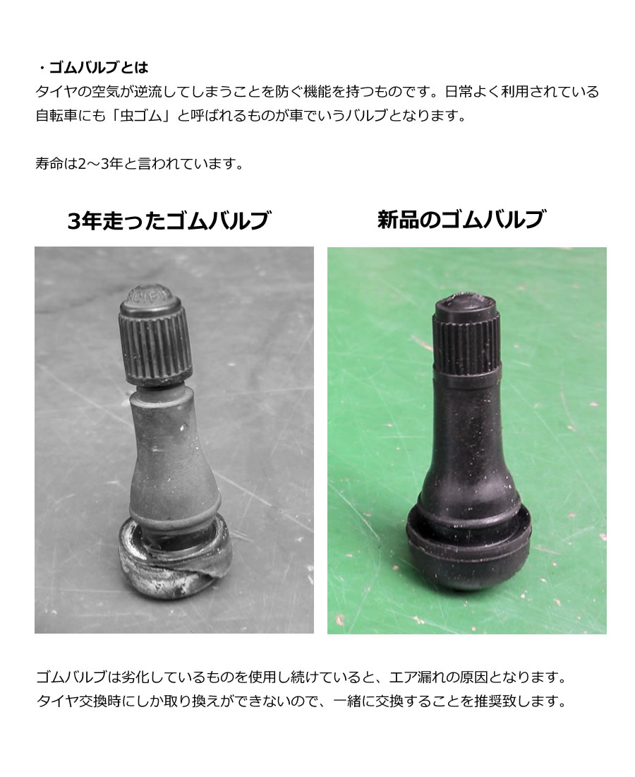 劣化したゴムバルブと新品のゴムバルブ